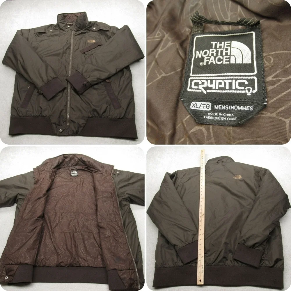 The North‎ Face Cryptic Jacket Mens XL Brown Insulated Water Resistant Full Zip